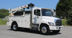 2016 Hino 338 Service Truck, Under CDL, 14′ Adkins Bed, 10,500# IMT Crane, Compressor, 195k Miles, Air Ride Rear