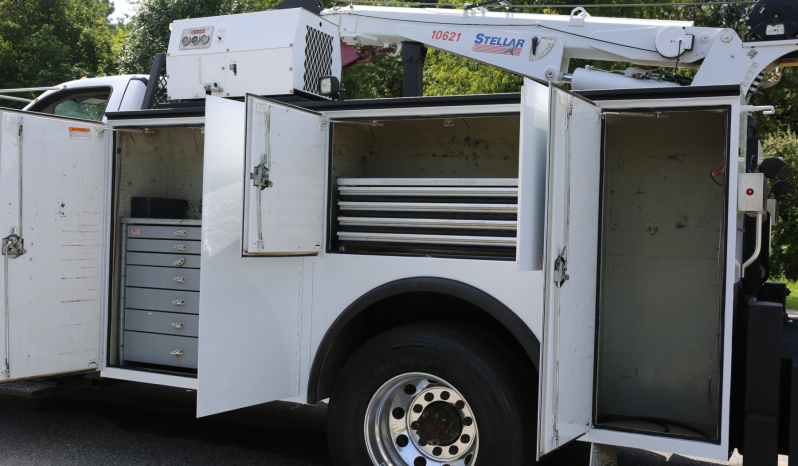 2011 Ford F750 Service Truck, Under CDL, 11′ Knapheide Mechanics Bed, Stellar 10621 Crane, Boss Compressor, Drawers, 238k Miles full