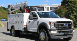 2021 Ford F600 Service Truck, 39k Miles, 4WD, 7.3 V8, Stellar Aluminum Service Body, Welder, Waste Tank, 7621 Crane