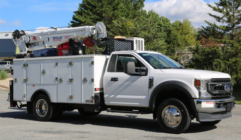 2021 Ford F600 Service Truck, 39k Miles, 4WD, 7.3 V8, Stellar Aluminum Service Body, Welder, Waste Tank, 7621 Crane full