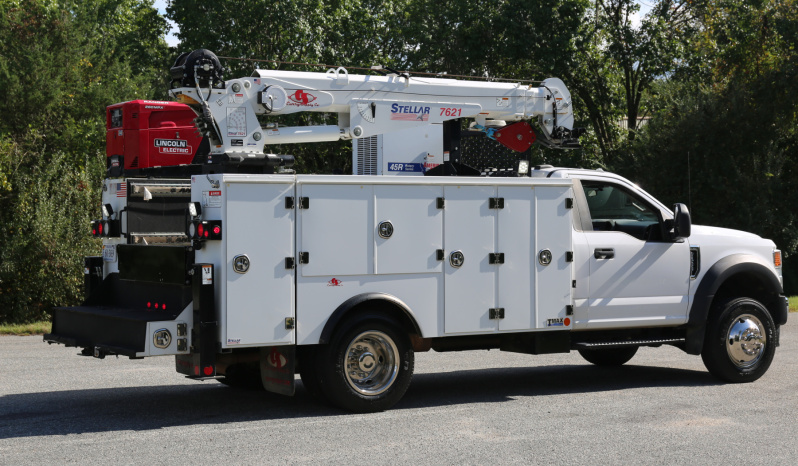2021 Ford F600 Service Truck, 39k Miles, 4WD, 7.3 V8, Stellar Aluminum Service Body, Welder, Waste Tank, 7621 Crane full