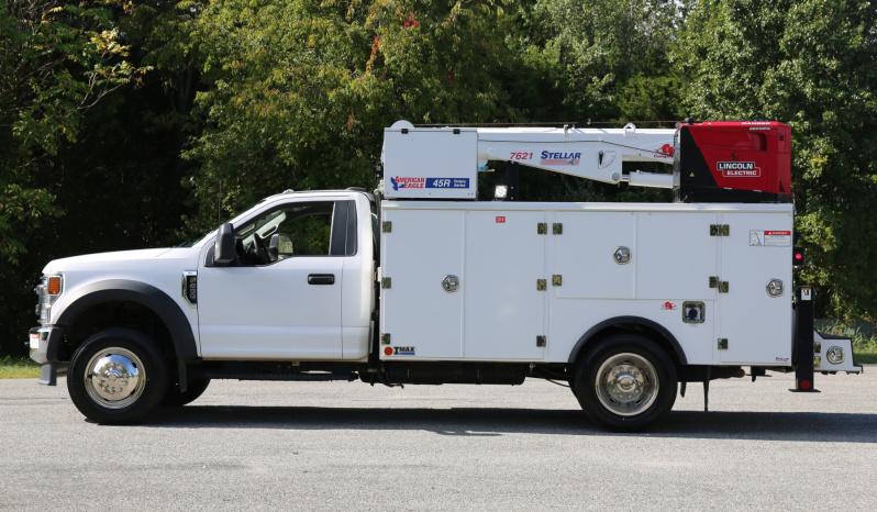 2021 Ford F600 Service Truck, 39k Miles, 4WD, 7.3 V8, Stellar Aluminum Service Body, Welder, Waste Tank, 7621 Crane full