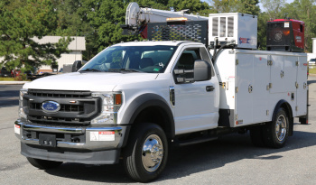 2021 Ford F600 Service Truck, 39k Miles, 4WD, 7.3 V8, Stellar Aluminum Service Body, Welder, Waste Tank, 7621 Crane full