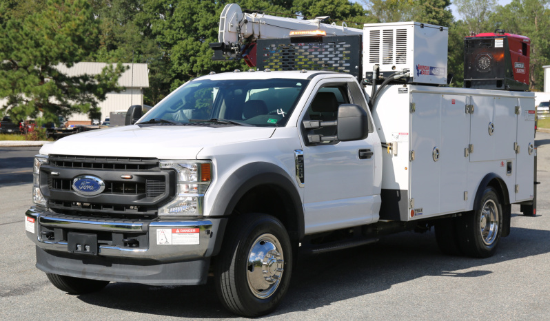 2021 Ford F600 Service Truck, 39k Miles, 4WD, 7.3 V8, Stellar Aluminum Service Body, Welder, Waste Tank, 7621 Crane full