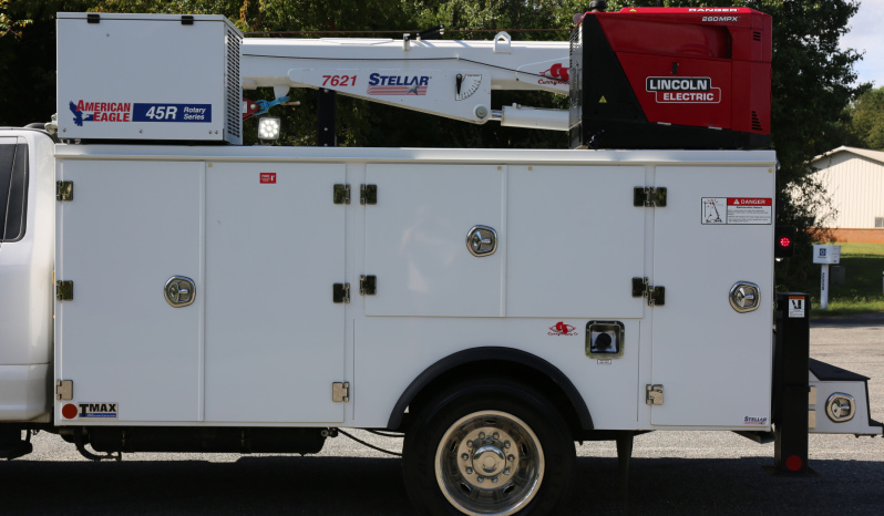 2021 Ford F600 Service Truck, 39k Miles, 4WD, 7.3 V8, Stellar Aluminum Service Body, Welder, Waste Tank, 7621 Crane full