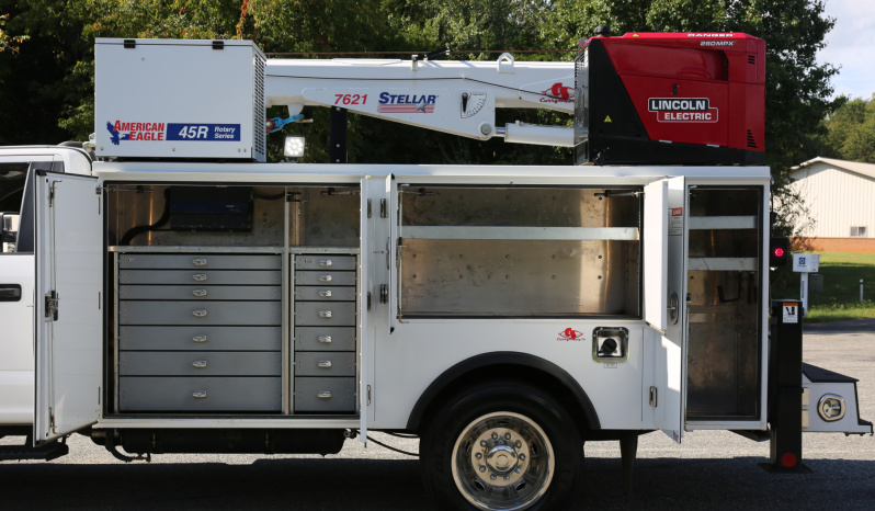 2021 Ford F600 Service Truck, 39k Miles, 4WD, 7.3 V8, Stellar Aluminum Service Body, Welder, Waste Tank, 7621 Crane full