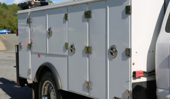 2021 Ford F600 Service Truck, 39k Miles, 4WD, 7.3 V8, Stellar Aluminum Service Body, Welder, Waste Tank, 7621 Crane full
