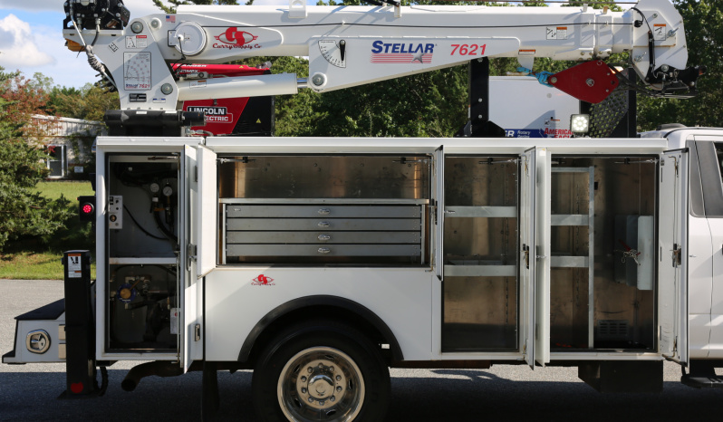 2021 Ford F600 Service Truck, 39k Miles, 4WD, 7.3 V8, Stellar Aluminum Service Body, Welder, Waste Tank, 7621 Crane full
