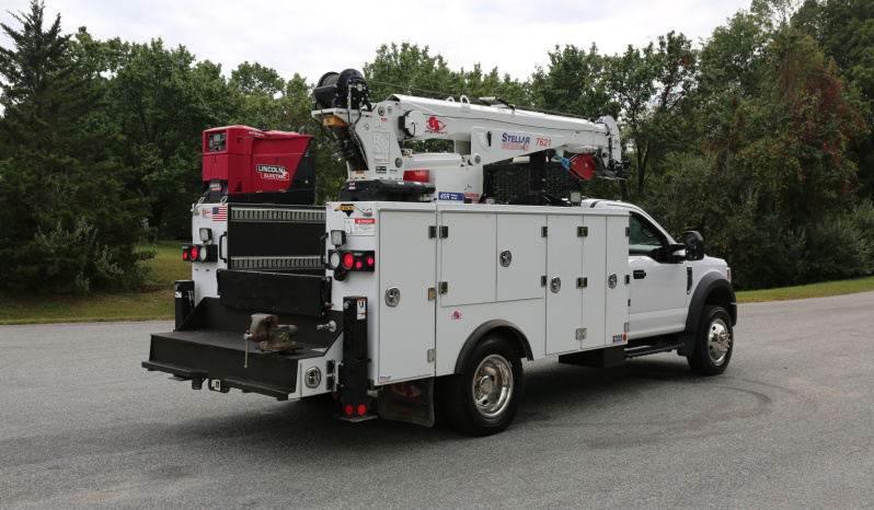2021 Ford F600 Service Truck, 80k Miles, 4WD, 7.3 Gas, Stellar 11′ Aluminum Mechanics Body, Lube Skid, 7621 Crane, Welder, Drawers full
