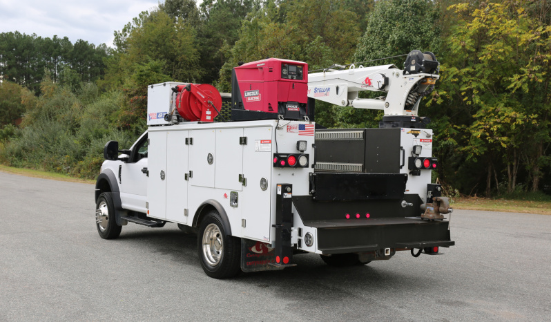 2021 Ford F600 Service Truck, 80k Miles, 4WD, 7.3 Gas, Stellar 11′ Aluminum Mechanics Body, Lube Skid, 7621 Crane, Welder, Drawers full
