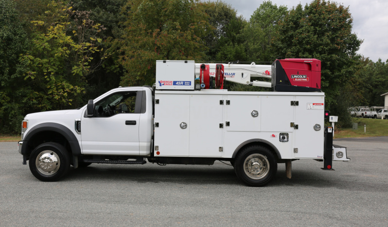 2021 Ford F600 Service Truck, 80k Miles, 4WD, 7.3 Gas, Stellar 11′ Aluminum Mechanics Body, Lube Skid, 7621 Crane, Welder, Drawers full