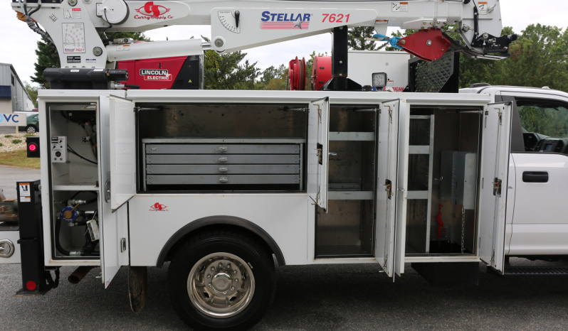 2021 Ford F600 Service Truck, 80k Miles, 4WD, 7.3 Gas, Stellar 11′ Aluminum Mechanics Body, Lube Skid, 7621 Crane, Welder, Drawers full