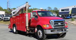 2008 Ford F750, 14′ Stellar Service Body, 14528 Stellar Crane, Cat C7, 206k Miles