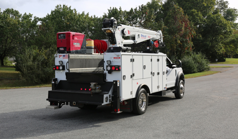 2021 Ford F600 Service Truck, 4WD, 7.3 V8 Gas, Stellar TMAX 11′ Mechanics Bed, 98k Miles, 7621 Crane, Welder, Drawers full