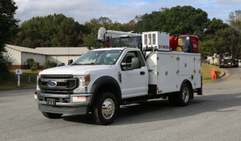 2021 Ford F600 Service Truck, 4WD, 7.3 V8 Gas, Stellar TMAX 11′ Mechanics Bed, 98k Miles, 7621 Crane, Welder, Drawers full