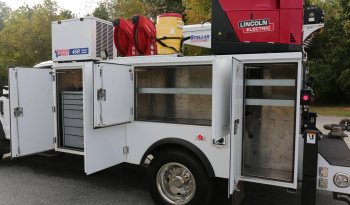2021 Ford F600 Service Truck, 4WD, 7.3 V8 Gas, Stellar TMAX 11′ Mechanics Bed, 98k Miles, 7621 Crane, Welder, Drawers full