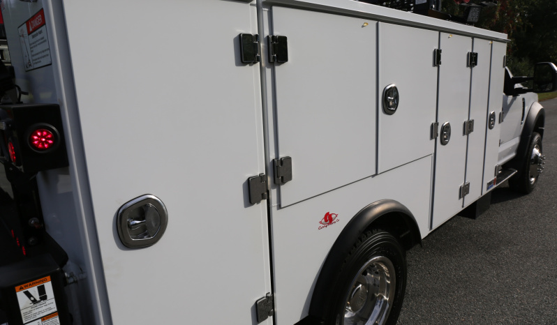 2021 Ford F600 Service Truck, 4WD, 7.3 V8 Gas, Stellar TMAX 11′ Mechanics Bed, 98k Miles, 7621 Crane, Welder, Drawers full