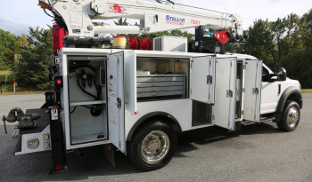 2021 Ford F600 Service Truck, 4WD, 7.3 V8 Gas, Stellar TMAX 11′ Mechanics Bed, 98k Miles, 7621 Crane, Welder, Drawers full