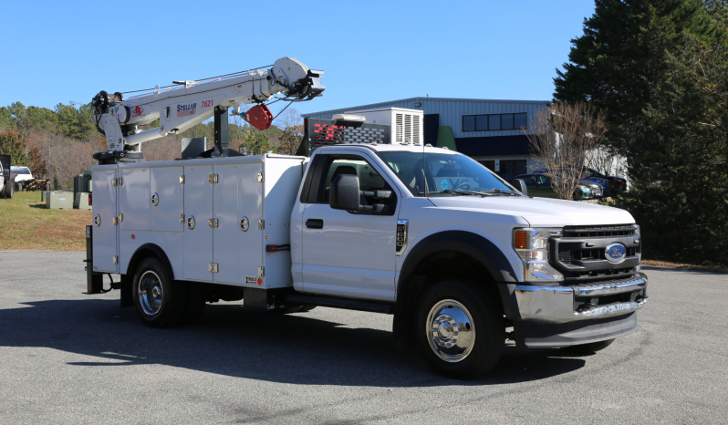 2021 Ford F600 Service Truck, 7.3 V8 Gas, 4WD, Stellar TMAX Aluminum Mechanics Body, 50k Miles, Stellar 7621 Crane full