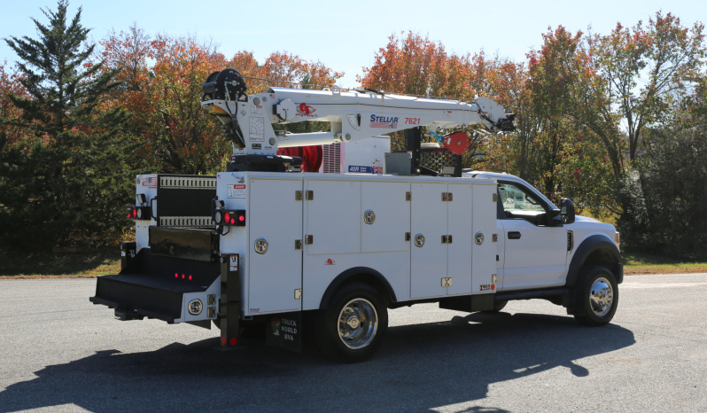 2021 Ford F600 Service Truck, 7.3 V8 Gas, 4WD, Stellar TMAX Aluminum Mechanics Body, 50k Miles, Stellar 7621 Crane full