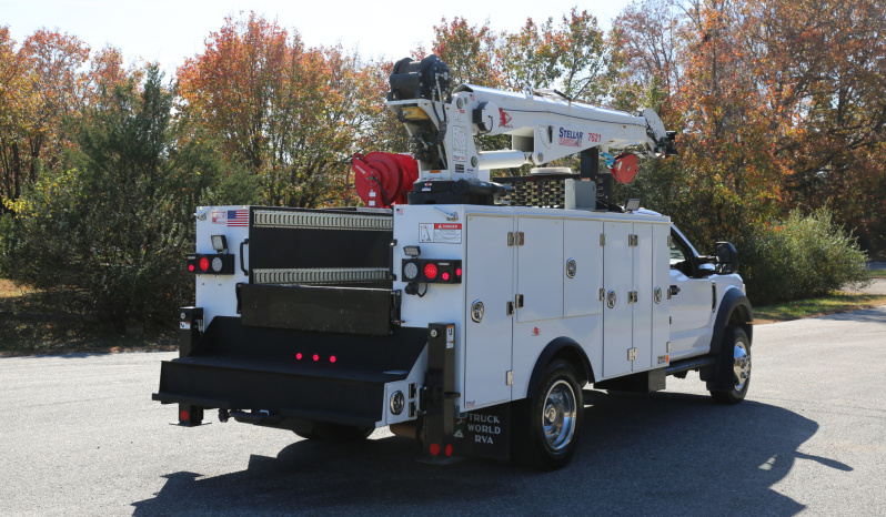 2021 Ford F600 Service Truck, 7.3 V8 Gas, 4WD, Stellar TMAX Aluminum Mechanics Body, 50k Miles, Stellar 7621 Crane full
