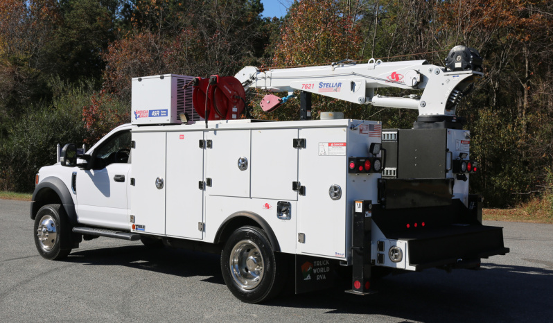 2021 Ford F600 Service Truck, 7.3 V8 Gas, 4WD, Stellar TMAX Aluminum Mechanics Body, 50k Miles, Stellar 7621 Crane full