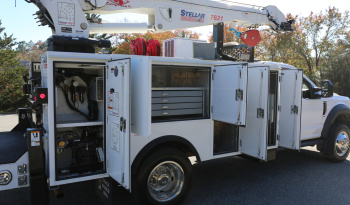 2021 Ford F600 Service Truck, 7.3 V8 Gas, 4WD, Stellar TMAX Aluminum Mechanics Body, 50k Miles, Stellar 7621 Crane full