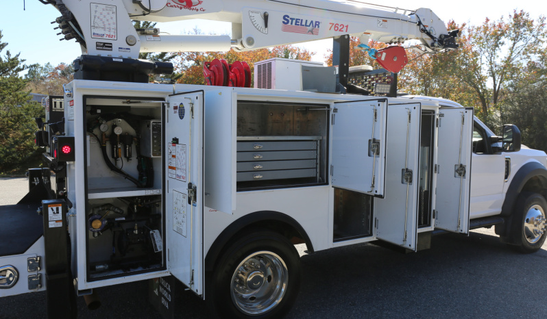 2021 Ford F600 Service Truck, 7.3 V8 Gas, 4WD, Stellar TMAX Aluminum Mechanics Body, 50k Miles, Stellar 7621 Crane full