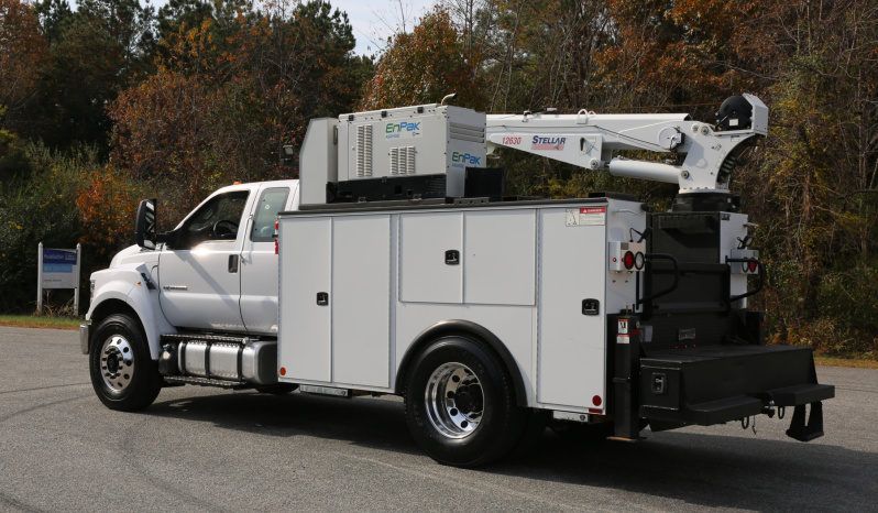 2018 Ford F750 Extended Cab Service Truck, Stellar 12630 Crane, 159k Miles, Diesel, EnPak, CTech Drawers, Waste Tank full