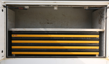 2018 Ford F750 Extended Cab Service Truck, Stellar 12630 Crane, 159k Miles, Diesel, EnPak, CTech Drawers, Waste Tank full