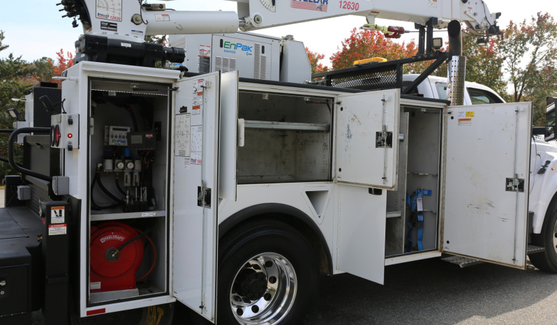 2018 Ford F750 Extended Cab Service Truck, Stellar 12630 Crane, 159k Miles, Diesel, EnPak, CTech Drawers, Waste Tank full