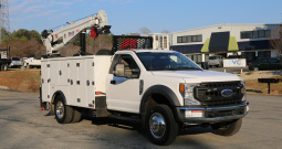 2021 Ford F600 4×4 Service Truck, 95k Miles, 7.3 V8 Gas, Stellar TMAX Mechanics Body, 7621 Crane