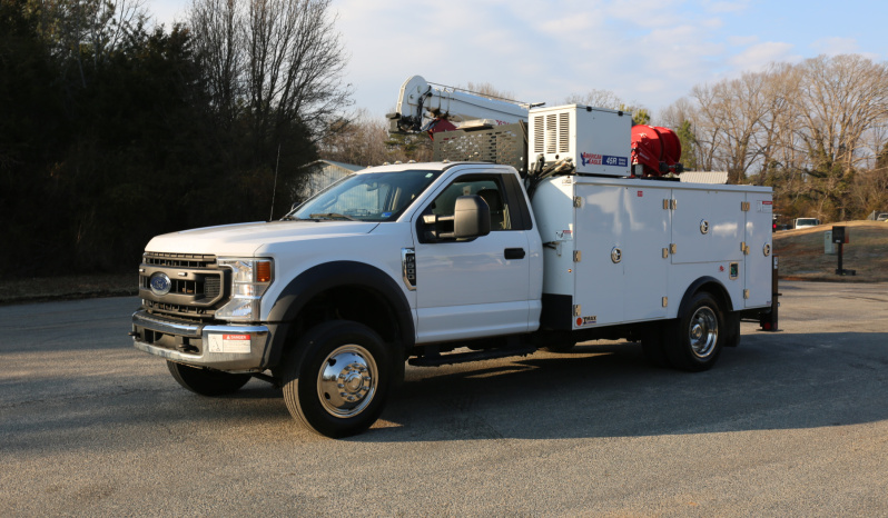 2021 Ford F600 4×4 Service Truck, 95k Miles, 7.3 V8 Gas, Stellar TMAX Mechanics Body, 7621 Crane full