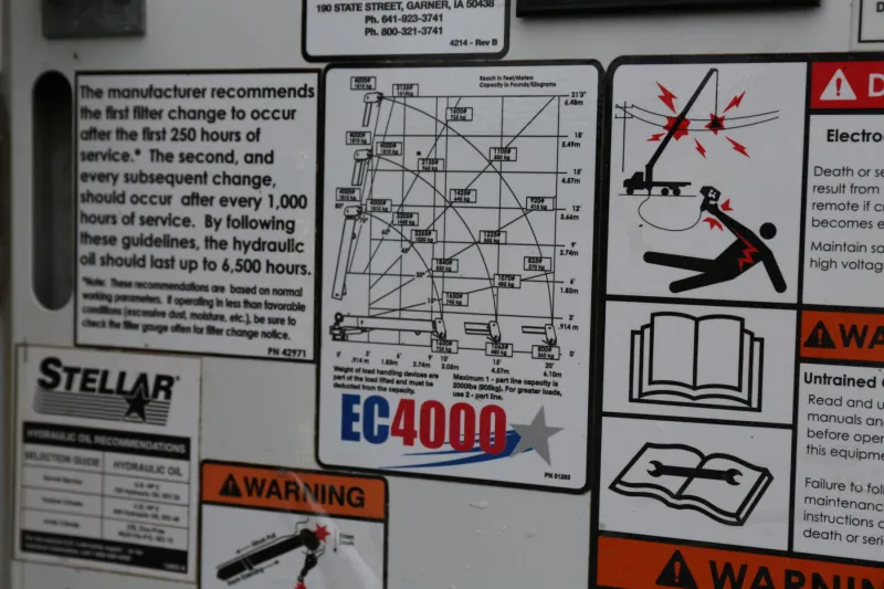 2019 Ford F550 Mechanics Truck, EC4000 Crane, 11′ Stellar Bed, Lube Skid, 4×4, Diesel, 171k Miles — Crane 1